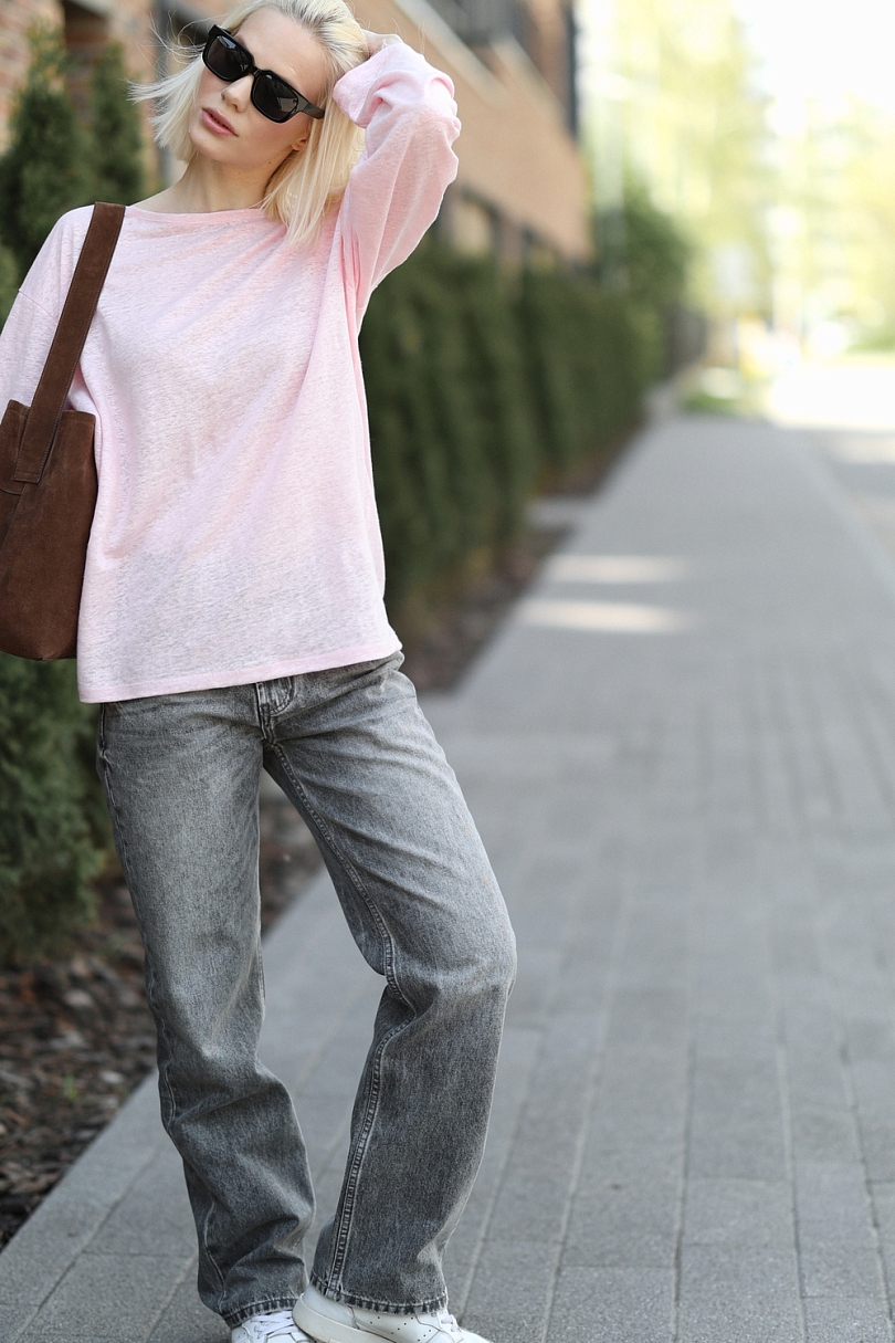 Лонгслив из 100% трикотажного льна