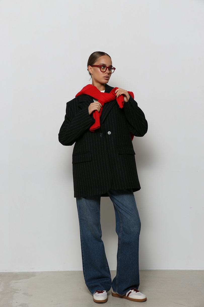 Пальто-бушлат в полоску