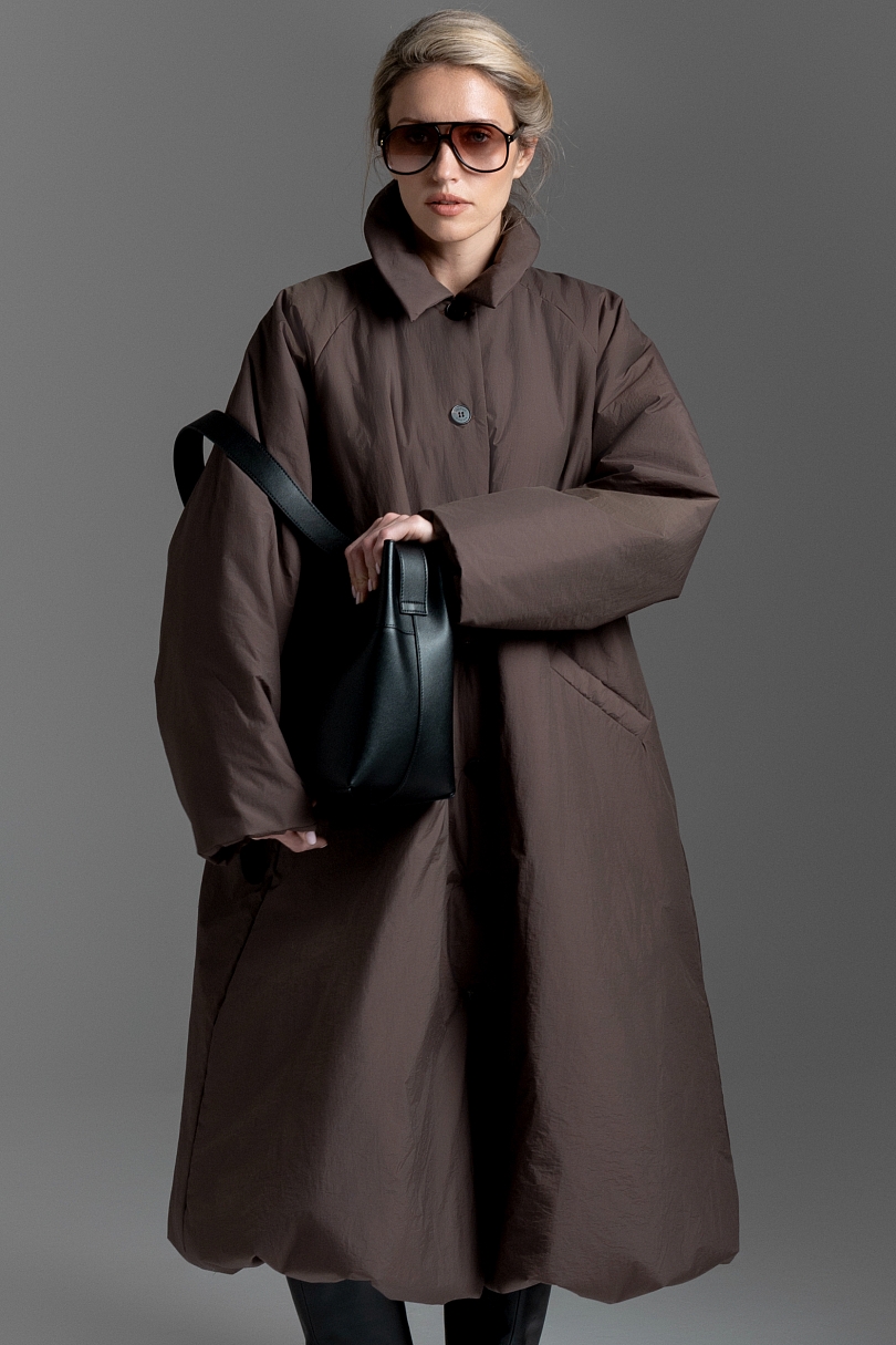 Тренч утепленный макси длины 