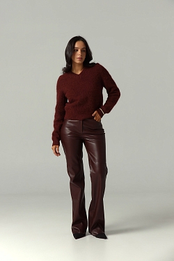 Брюки расклешенные из экокожи