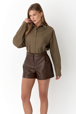 Шорты из состаренной экокожи