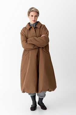 Тренч утепленный макси длины 