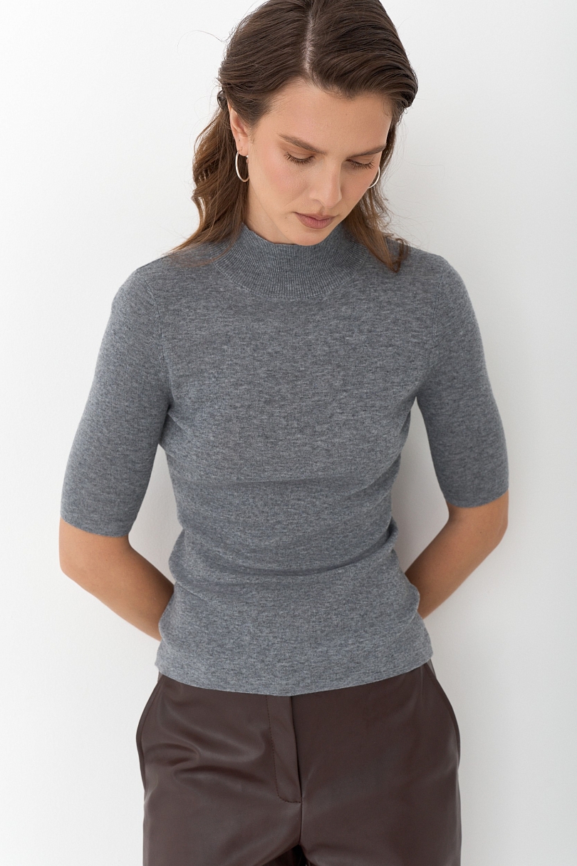 Топ с воротником стойка из мериноса