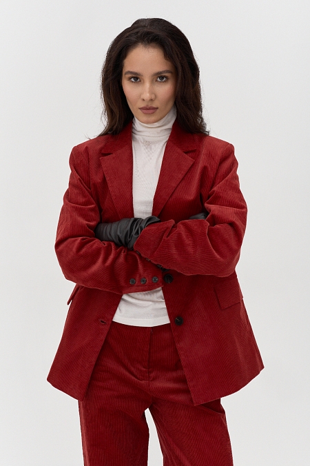 Жакет из вельвета однобортный