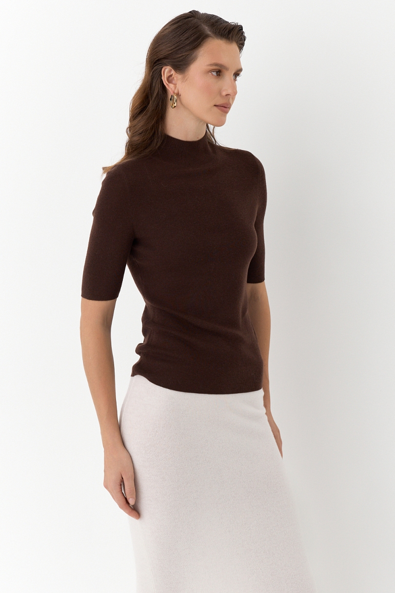 Топ с воротником стойка из мериноса