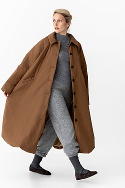 Тренч утепленный макси длины 