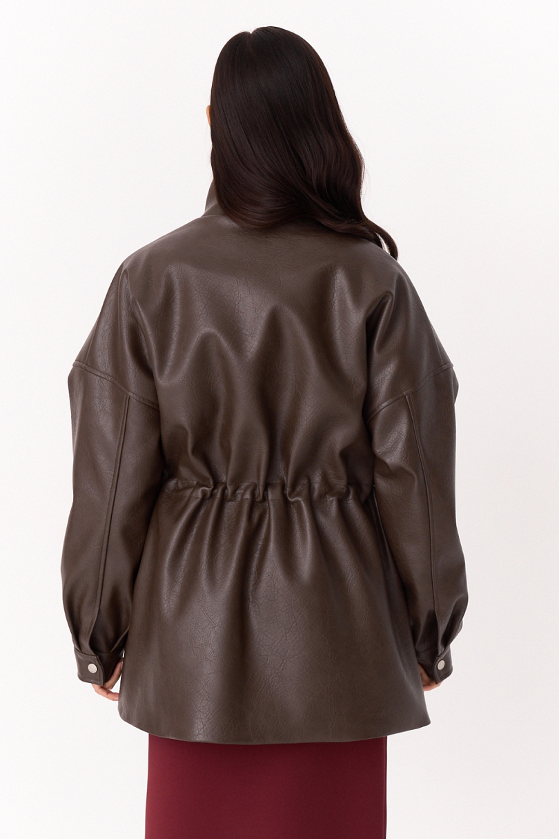 Парка из зернистой экокожи утепленная