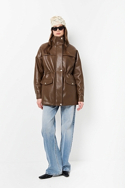 Парка из зернистой экокожи утепленная