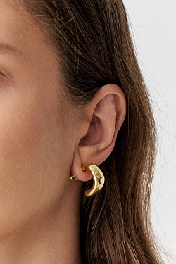 Серьги объемные изогнутые, золото