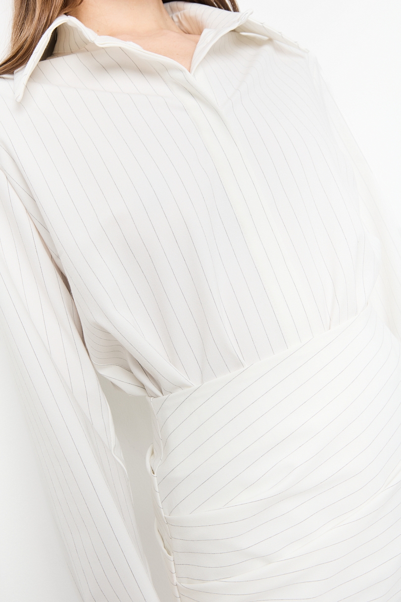 Комплект рубашка и юбка со сборкой в полоску 