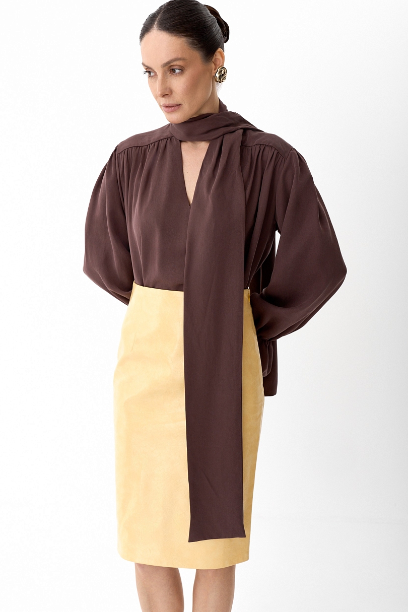 Блуза из 100% лиоцелла с бантом