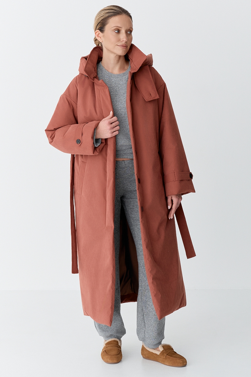 Пальто однобортное утепленное