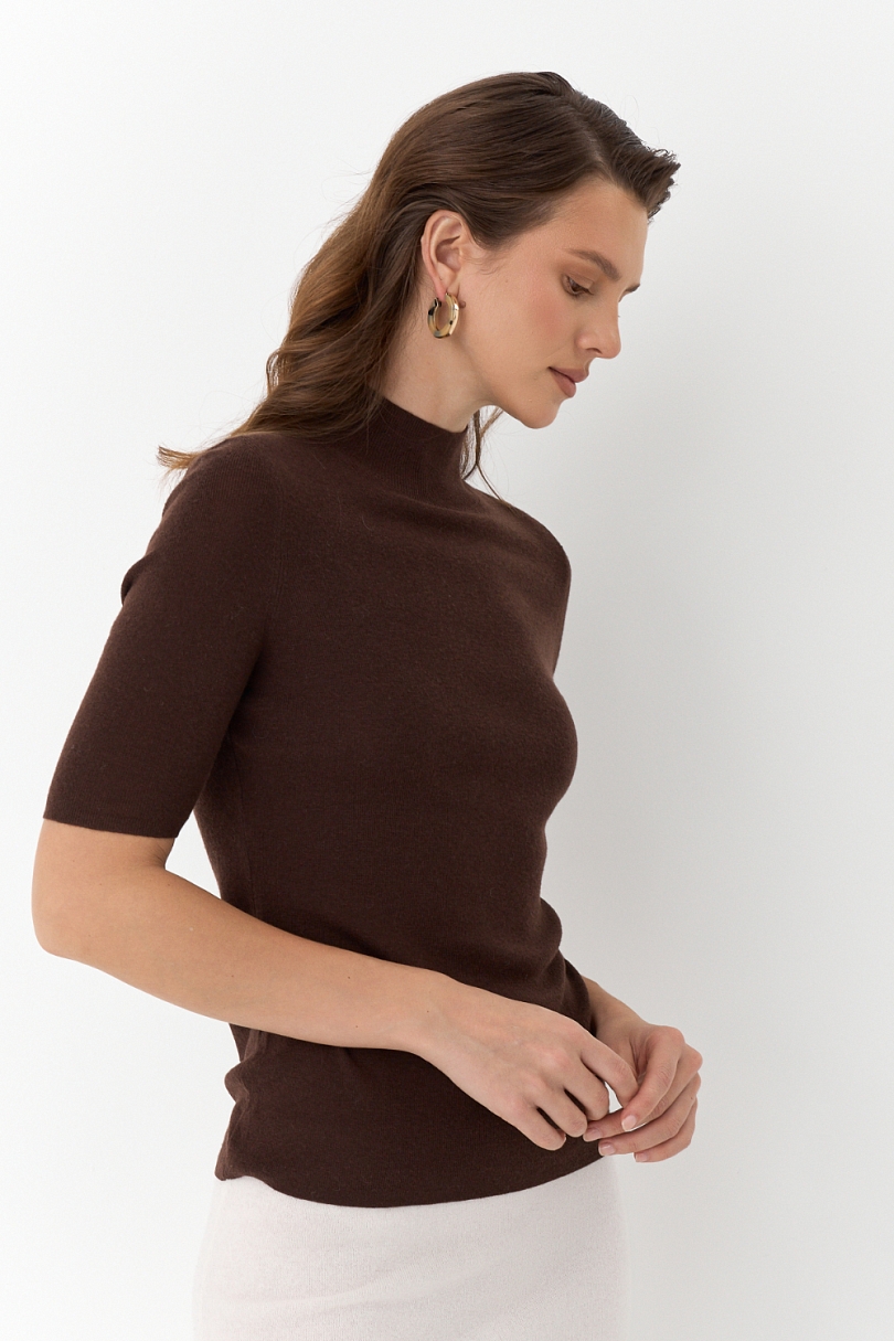 Топ с воротником стойка из мериноса