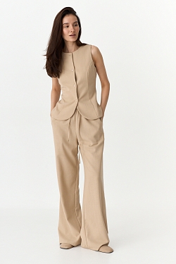 Брюки на кулиске из смесового льна и тенсела