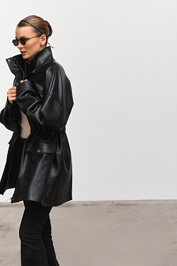 Парка из зернистой экокожи утепленная