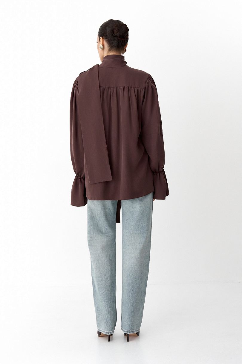 Блуза из 100% лиоцелла с бантом