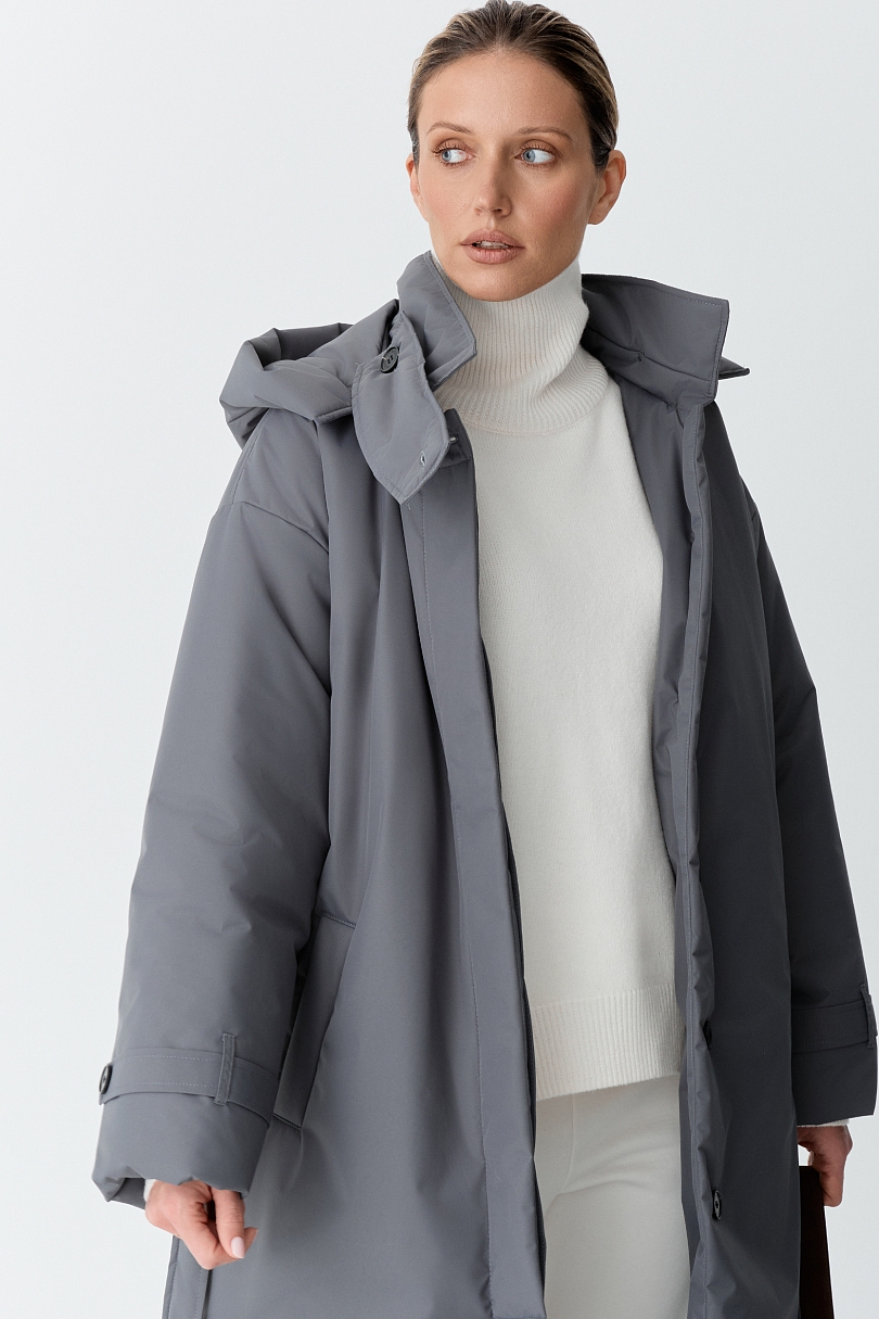 Пальто однобортное утепленное