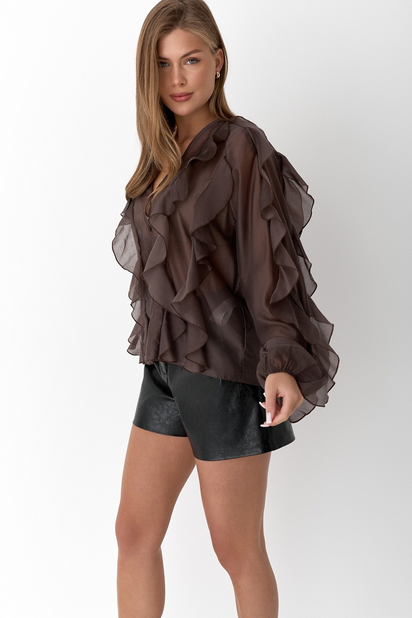 Блуза из лиоцелла с рюшами
