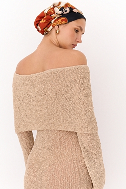 Платье макси из трикотажа букле