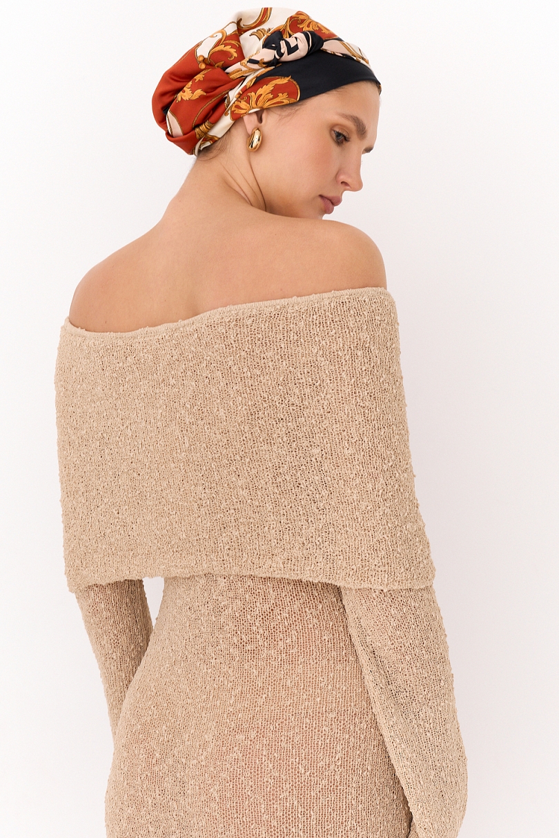 Платье макси из трикотажа букле