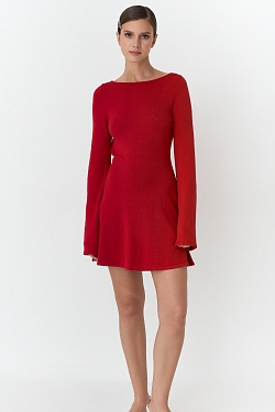 Платье мини из трикотажа с открытой спинкой 