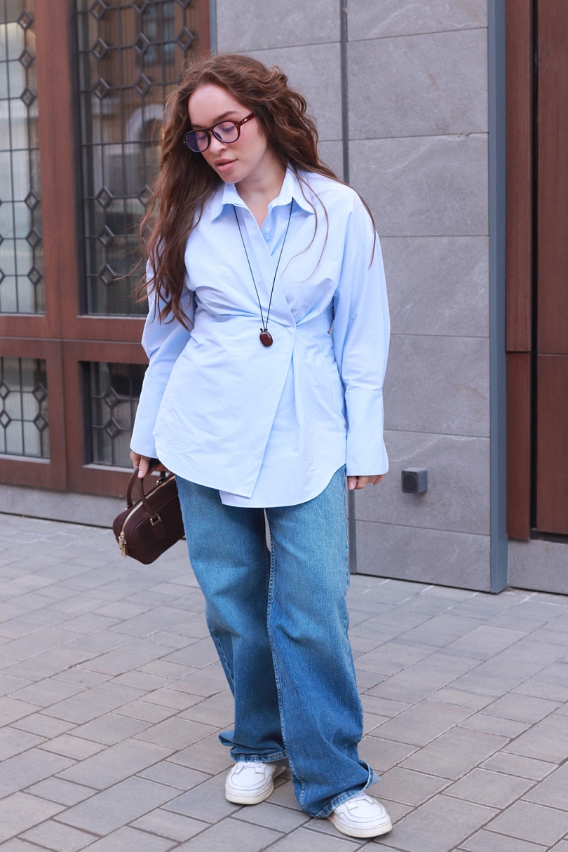 Рубашка приталенная с асимметрией