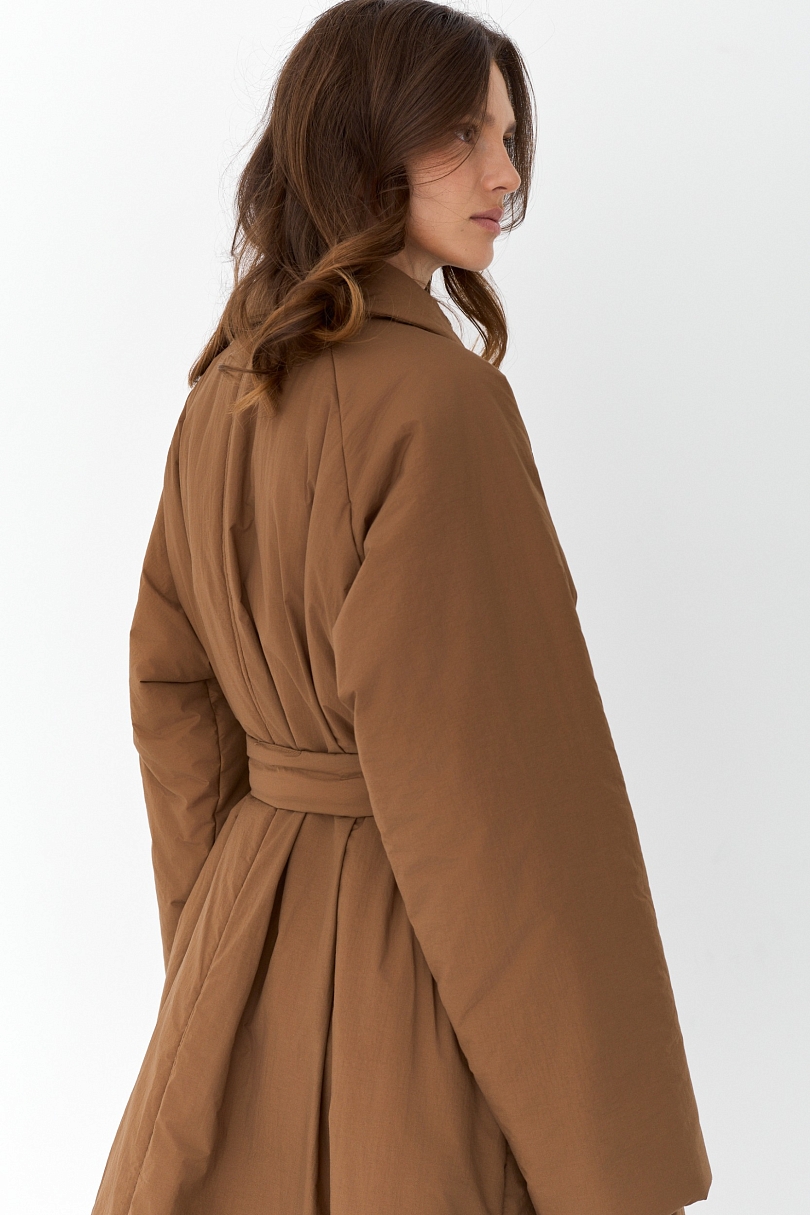 Тренч утепленный макси длины 