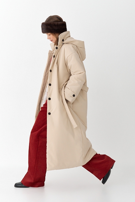 Пальто однобортное утепленное