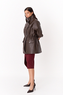 Парка из зернистой экокожи утепленная