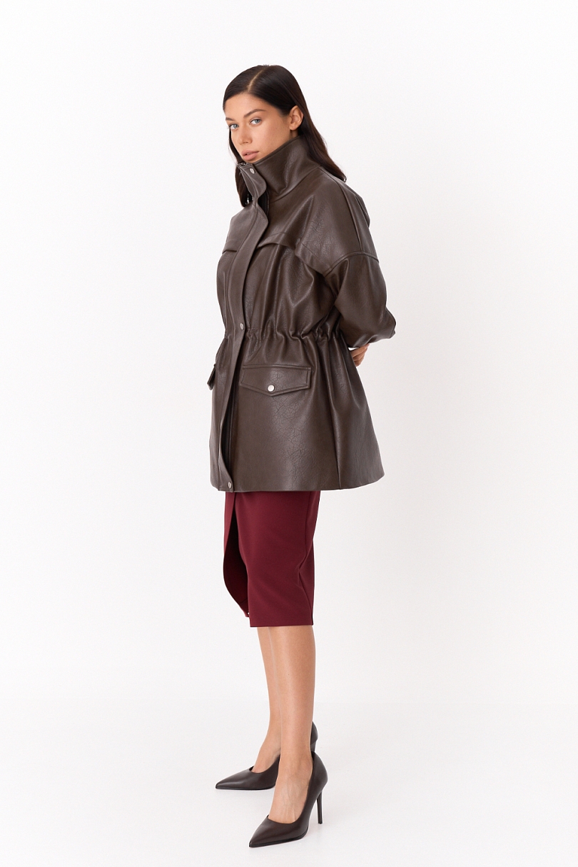 Парка из зернистой экокожи утепленная