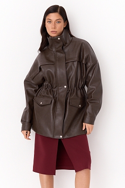 Парка из зернистой экокожи утепленная