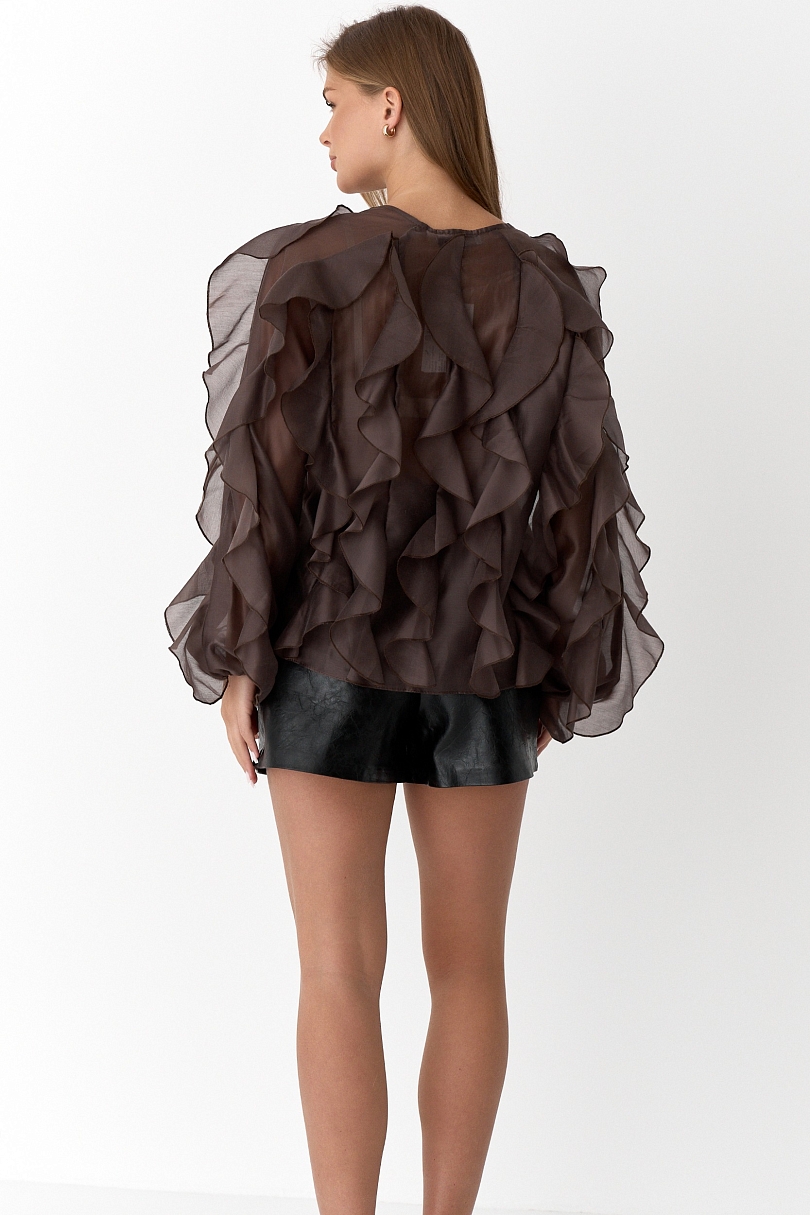 Блуза из лиоцелла с рюшами