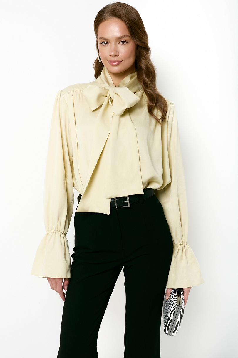 Блуза из 100% лиоцелла с бантом