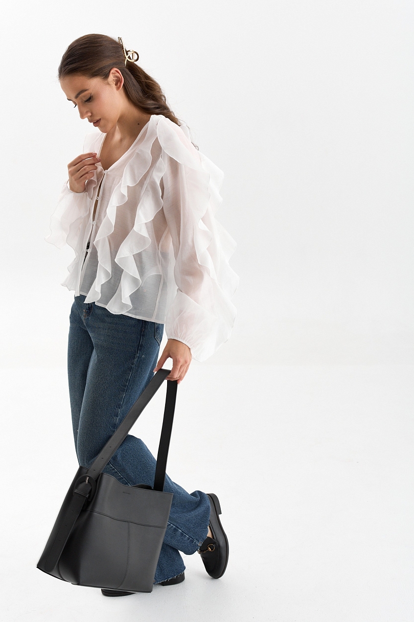 Блуза из лиоцелла с рюшами