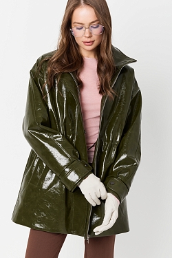 Парка из лакированной кожи утепленная