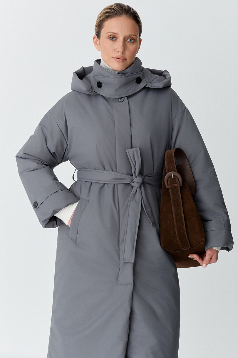 Пальто однобортное утепленное