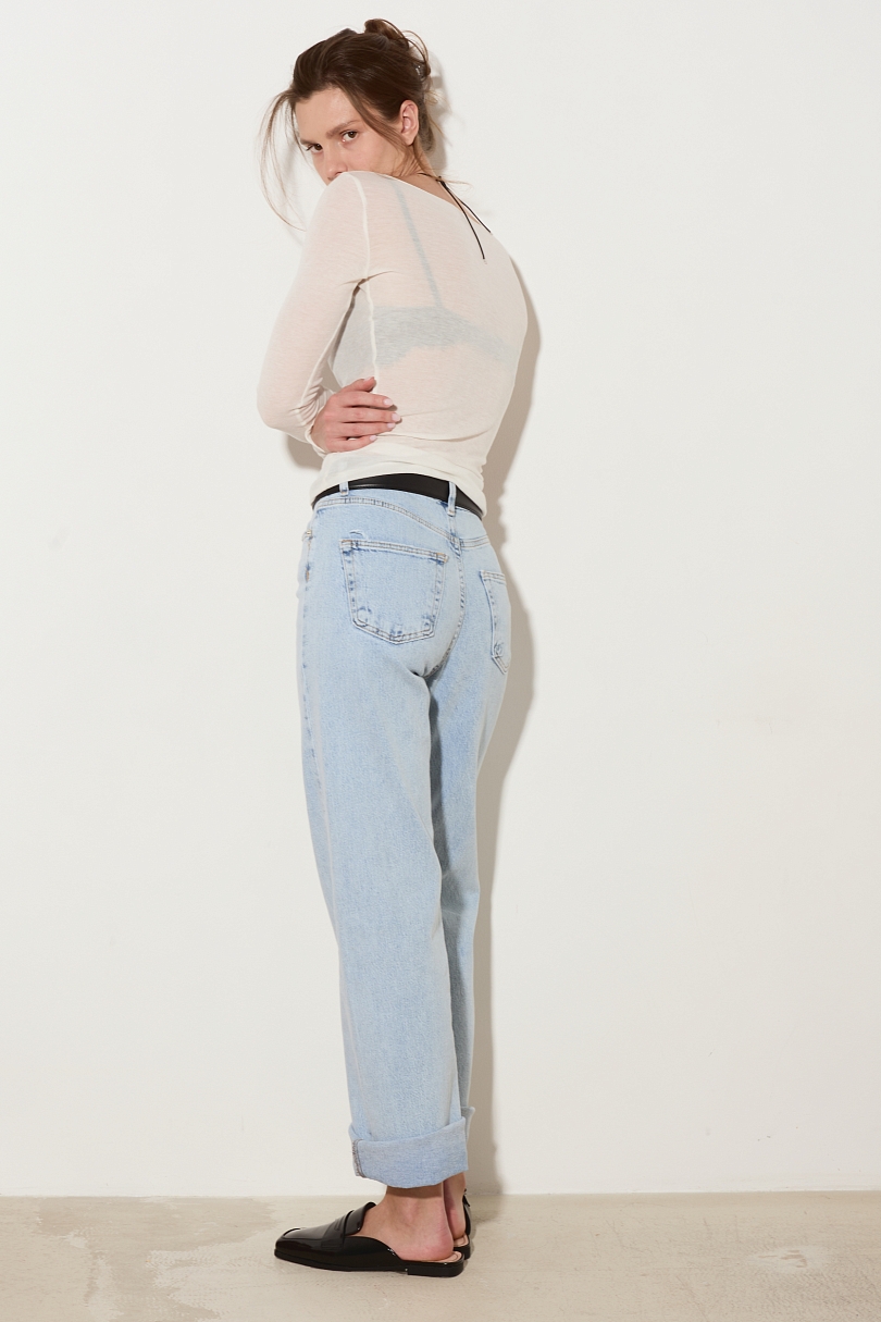 Джинсы прямые с завышенной посадкой