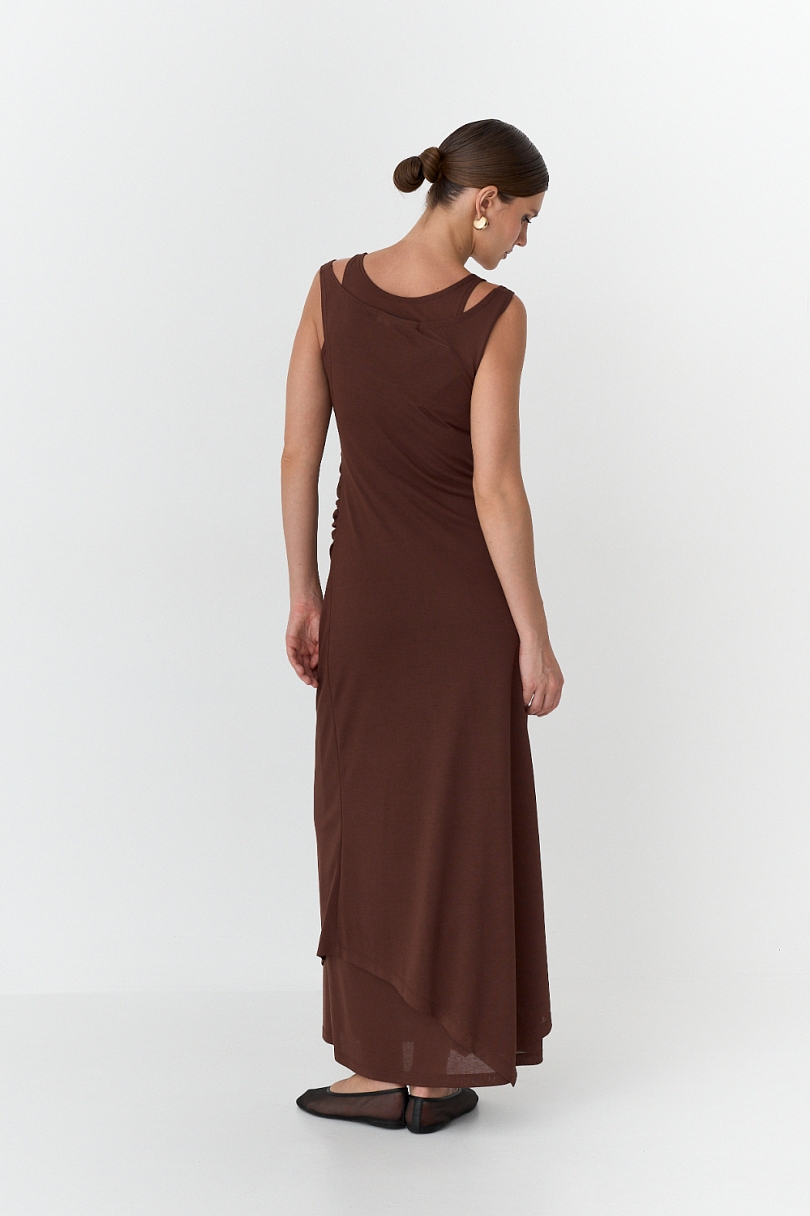 Платье-майка из вискозы с многослойным эффектом 