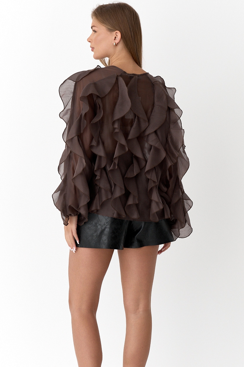 Блуза из лиоцелла с рюшами