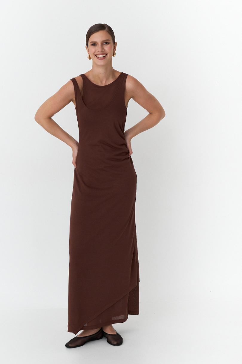 Платье-майка из вискозы с многослойным эффектом 