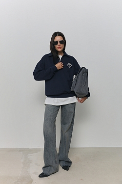 Свитшот-поло из хлопка с вышивкой