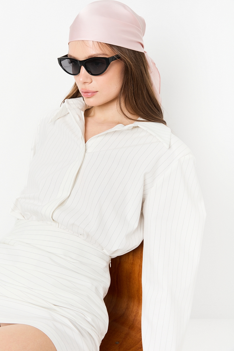 Комплект рубашка и юбка со сборкой в полоску 