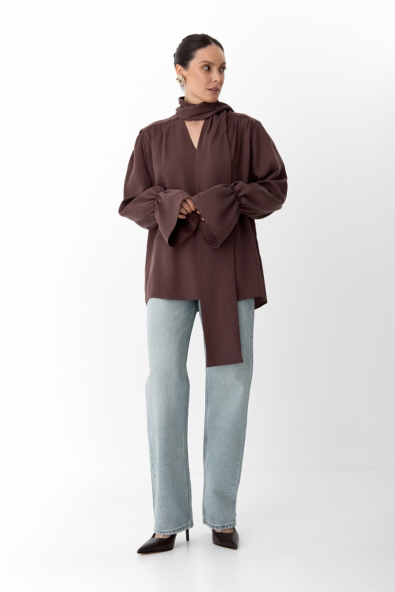 Блуза из 100% лиоцелла с бантом