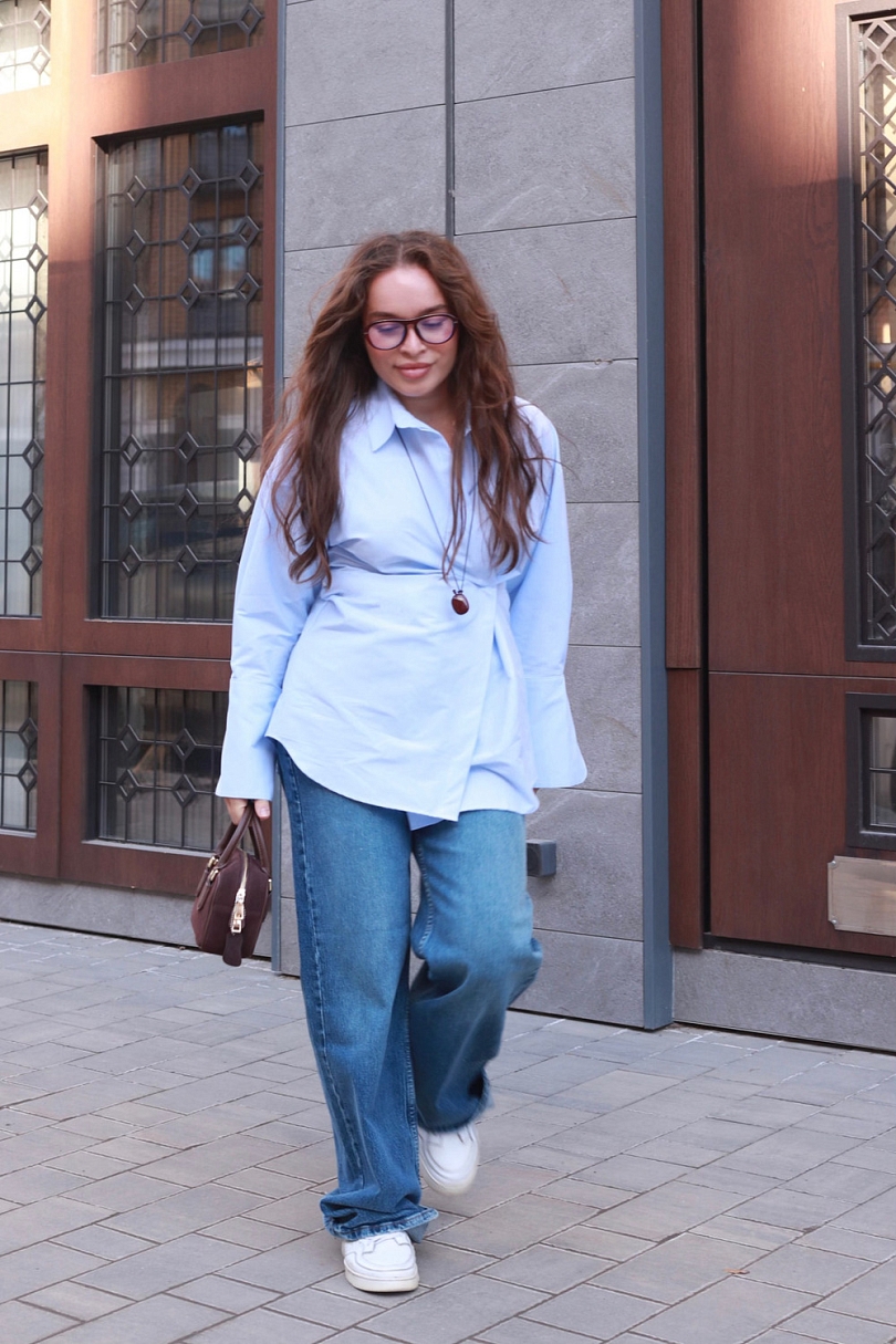 Рубашка приталенная с асимметрией