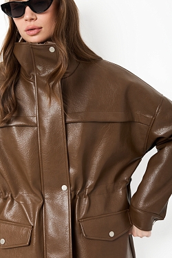 Парка из зернистой экокожи утепленная