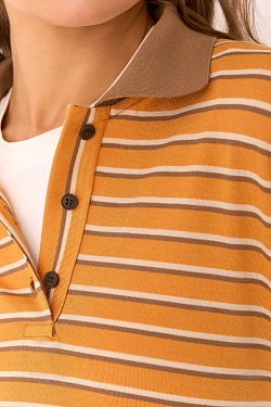 Лонгслив с воротником поло полуприталенный