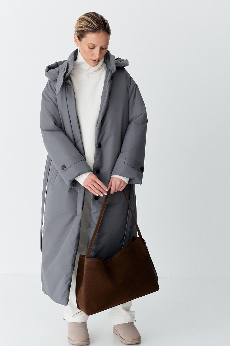 Пальто однобортное утепленное