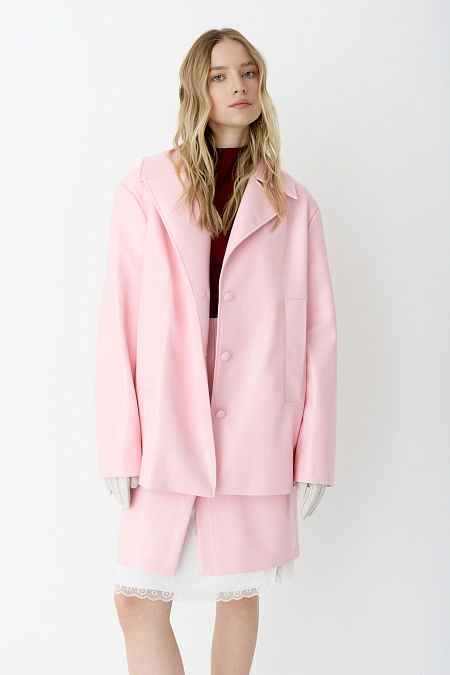 Жакет удлиненный из экокожи