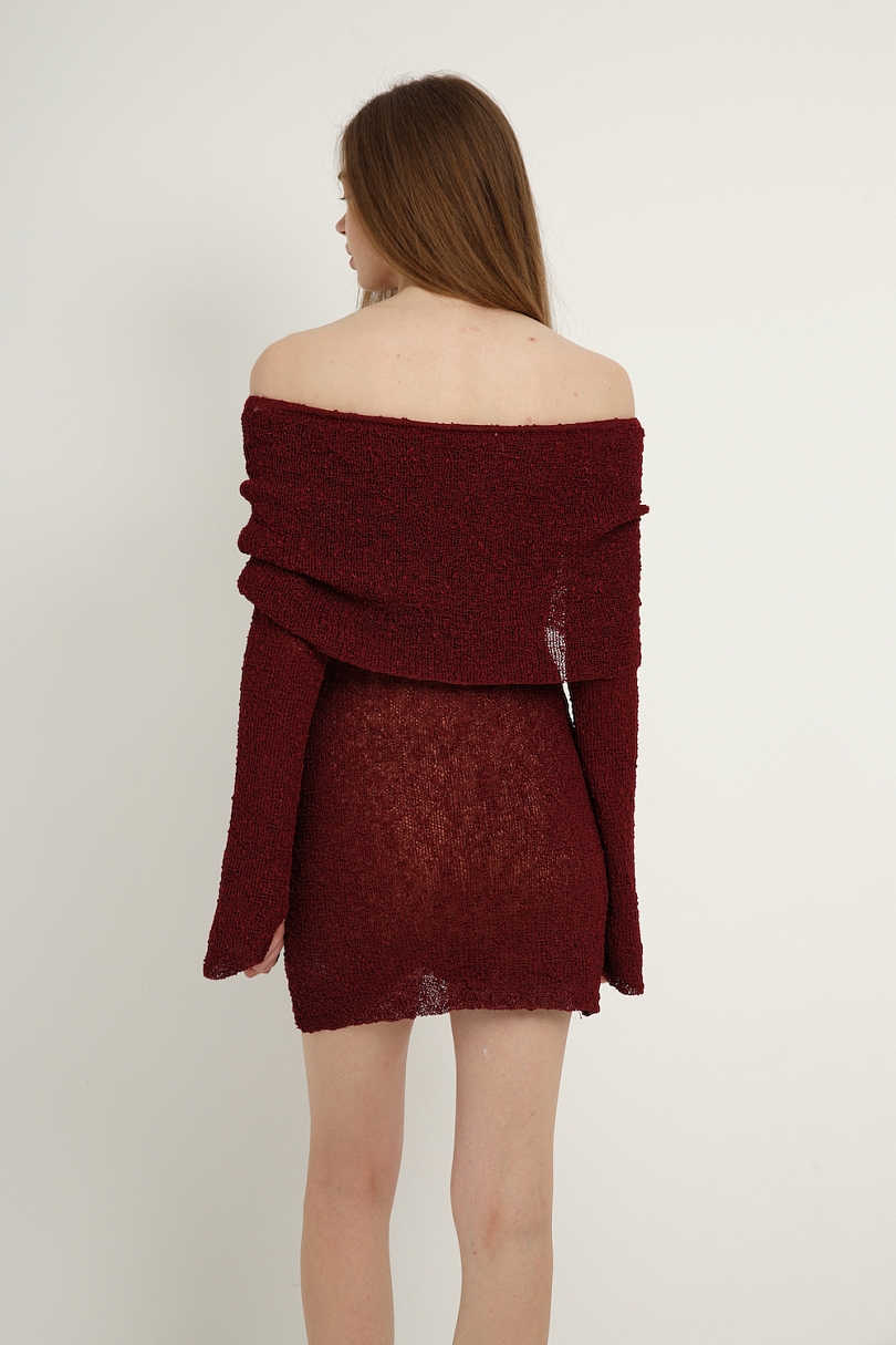 Платье мини из трикотажа букле