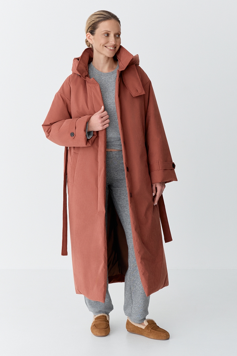 Пальто однобортное утепленное